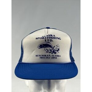 Vintage Alaska Hat Cap Snap Back Mesh Trucker Sport Fishing Ketchikan Rope Brim